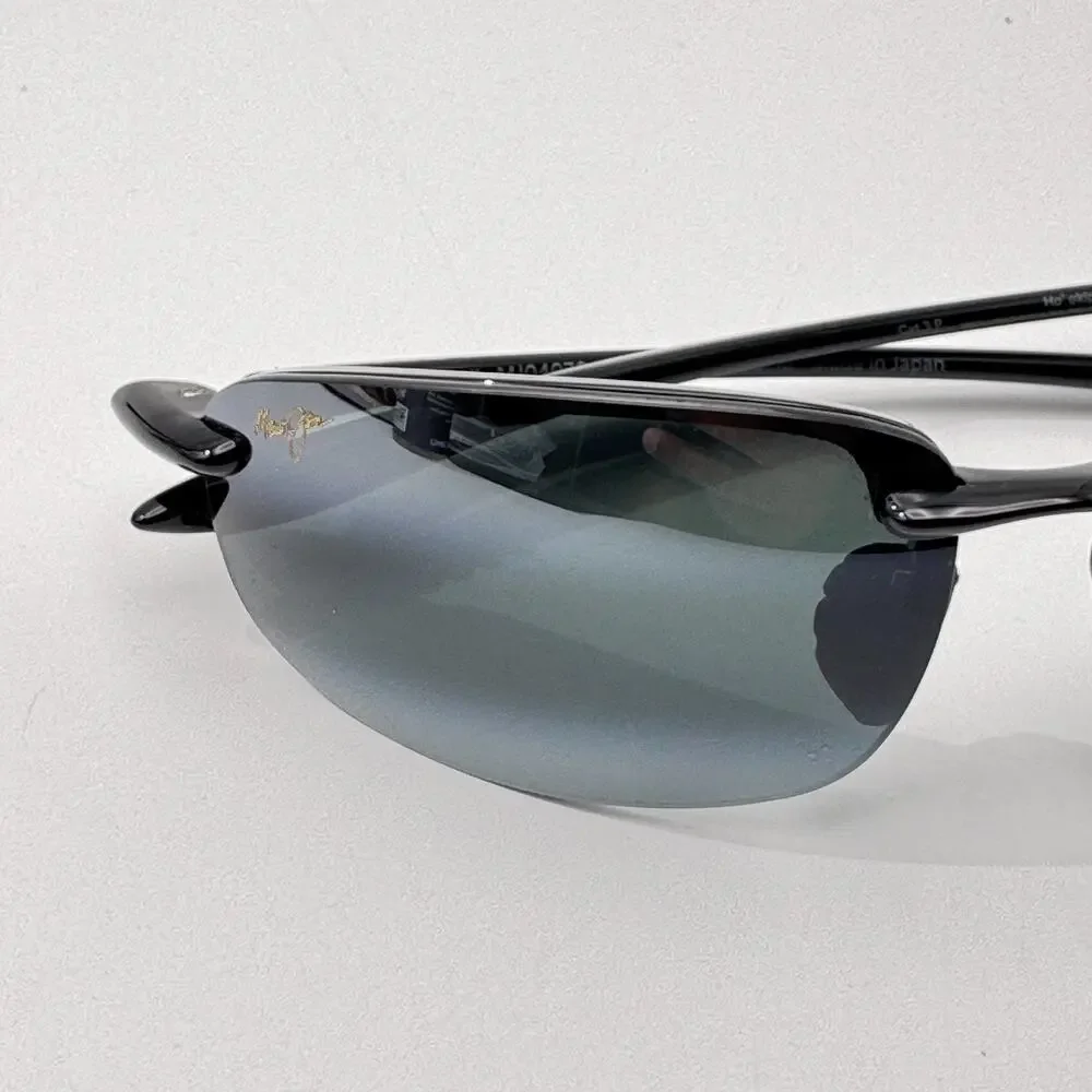 Maui Jim Sunglasses Ho'okipa MP MJ0407 001 Black Wrap Frame Gray Polarized Lens